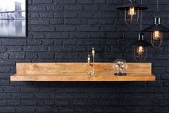 Massives Wandregal MAKASSAR 110cm natur Mangoholz handmade
