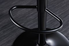 Retro Barhocker MANHATTAN grau Strukturstoff Eschenholz drehbar höhenverstellbar