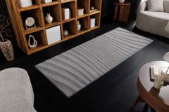 3D strukturierter Teppich WAVE 200x80cm anthrazit Kurzflor Indoor Teppichläufer
