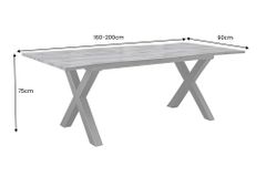 Ausziehbarer Esstisch WILD 160-200cm grau gekälkt Wildeichen-Design Baumkante schwarz