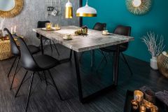 Moderner Esstisch LOFT 120cm grau Beton-Design schwarze Metallbeine Kufengestell