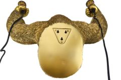Moderne Wandlampe KING APE 50cm gold Affen-Skulptur handmade