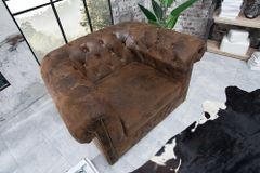 Chesterfield Sessel 110cm antik braun mit Knopfheftung und Federkern