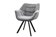 Design Stuhl THE DUTCH COMFORT grau Samt Retro Stil mit Armlehnen