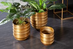 3er Set Blumentopf ORIENT 25/20/15cm Metall gold Hammerschlag Design