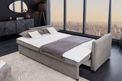 XXL Sofa mit Schlaffunktion APARTMENT grau Cord inkl. Bettkasten und Kissen
