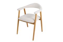 Design Stuhl VALHALLA WOOD natur Eiche creme Strukturstoff mit Armlehne