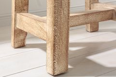 Massiver Hocker FINCA 45cm beige Mangoholz Handarbeit Boho Shabby Chic