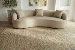 Modernes Sofa ATELIER 230cm beige Samt 3-Sitzer Couch inkl. Kissen
