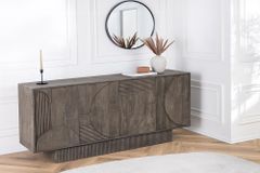 Massives Sideboard ART DECO 170cm grau Mangoholz 3D-Front