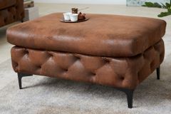 Chesterfield Sitzhocker MODERN BAROCK 90cm antik braun Fußhocker