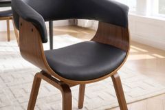 Design Stuhl ORGANIC schwarz Walnuss Kunstleder mit Armlehnen