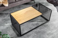 Design Couchtisch ARCHITECTURE 100cm schwarz Wildeiche Rauchglas Metall Holz