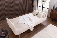 Schlafsofa DIVANI 220cm greige Strukturstoff 3-Sitzer mit Bettfunktion inkl. Kissen
