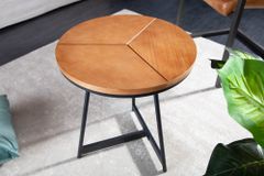Runder Beistelltisch OAK ELEGANCE 45cm Eiche-Design schwarzes Metallgestell