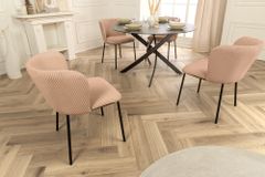 Design Stuhl LYON rosa Cord schwarze Metallbeine