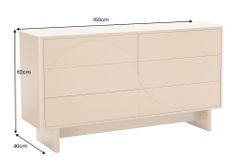 Design Sideboard SAVOY 150cm grau beige greige Keramik Travertin mit sechs Schubladen