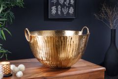 Handgearbeitete Deko Schale ORIENT 40cm gold Metall Hammerschlag Design