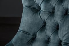 Eleganter Stuhl CASTLE petrol Samt Landhausstil mit Komfortgriff