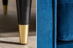Design 3-Sitzer Sofa COZY VELVET 220cm petrol blau Samt Federkern Lounge