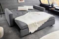 Ausziehbares Schlafsofa SMART 180cm grau Cord 2-Sitzer Couch mit Nosagfederung