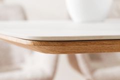 Design Esstisch UNIQUE 200cm weiß Eiche Keramik Marmor Säulenfuß
