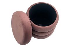 Runder Polsterhocker VOGUE 40cm rosa Samt mit Stauraum