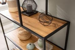 Industrial Bücherregal SLIM LINE 185x114cm Wildeiche schwarz sechs Regalböden