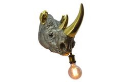 Moderne Wandlampe RHINO 40cm gold Nashorn-Skulptur handmade