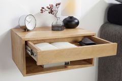Hängender Nachttisch PURE 50cm natur Mangoholz cream finish Wandregal Schublade