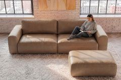 Echtleder Sofa BIG GEORGE 245cm cognac Taschenfederkern 3-Sitzer Couch
