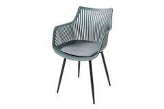Moderner Stuhl SIGNUM salbei schwarz Kunststoff Gartenstuhl Indoor Outdoor mit Armlehnen