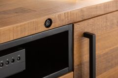 Massives TV-Lowboard THOR 200cm recyceltes Pinienholz im Industrial Design