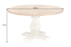 Runder Esstisch HAMPTONS 120cm hellbraun creme recycelte Pinie Massivholz