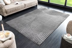 3D strukturierter Kurzflor Teppich ART DECO 230x160cm grau Hoch-Tief-Effekt