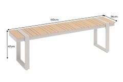 Moderne Outdoor Sitzbank TAMPA LOUNGE 160cm greige natur