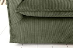 Großes 3-Sitzer Sofa HEAVEN 200cm grün Cord Federkern Hussensofa