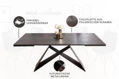 Ausziehbarer Esstisch PROMETHEUS 180-220-260cm Lava Keramik made in Italy