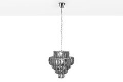 Extravaganter Kronleuchter KRISTALL 50cm edel-grau mit Glasprismen