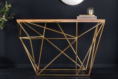 Abstrakter Konsolentisch DIAMOND 120cm natur messing Mangoholz Metallgestell