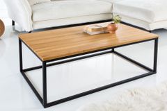 Industrial Couchtisch ARCHITECTURE 100cm Wildeiche geölt schwarzes Metallgestell Massivholz