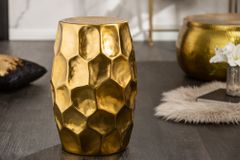 Handgefertigter Beistelltisch ORGANIC ORIENT 50cm gold Metall Hammerschlag Design rund