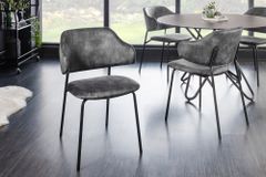 Design Stuhl VOGUE grau Samt schwarze Metallbeine