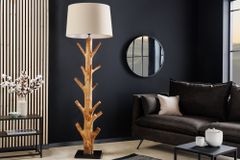 Design Stehlampe TREE NATURE 180cm Massivholz Leinenschirm handmade