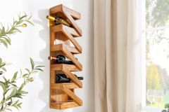 Massives Weinregal MAKASSAR 80cm recyceltes Teakholz für 5 Flaschen Wandregal