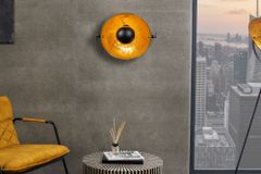 Design Wandleuchte STUDIO 38cm schwarz Blattgold-Optik neigbarer Schirm
