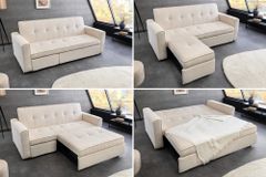 Ausziehbares Schlafsofa SMART 180cm beige Cord 2-Sitzer Couch mit Nosagfederung