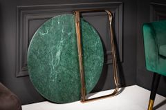 Runder Couchtisch NOBLE 65cm grün Marmor abnehmbare Tischplatte klappbar gold Metall
