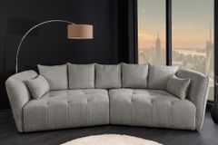 Modernes Big Sofa ROYAL 295cm grau Bouclé Federkern XXL-Couch inkl. Kissen