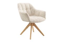 Drehbarer Stuhl PAPILLON champagner beige Chenille Cremona Eiche Massivholz